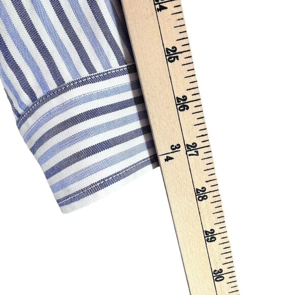 Scotch & Soda Shirt Mens L Blue White Stripe Viscose Button Down Classic Preppy - Picture 10 of 15